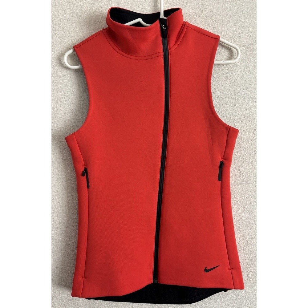 Nike Therma-Sphere Max Women's Small Red Black Full Zip Training Running Vest